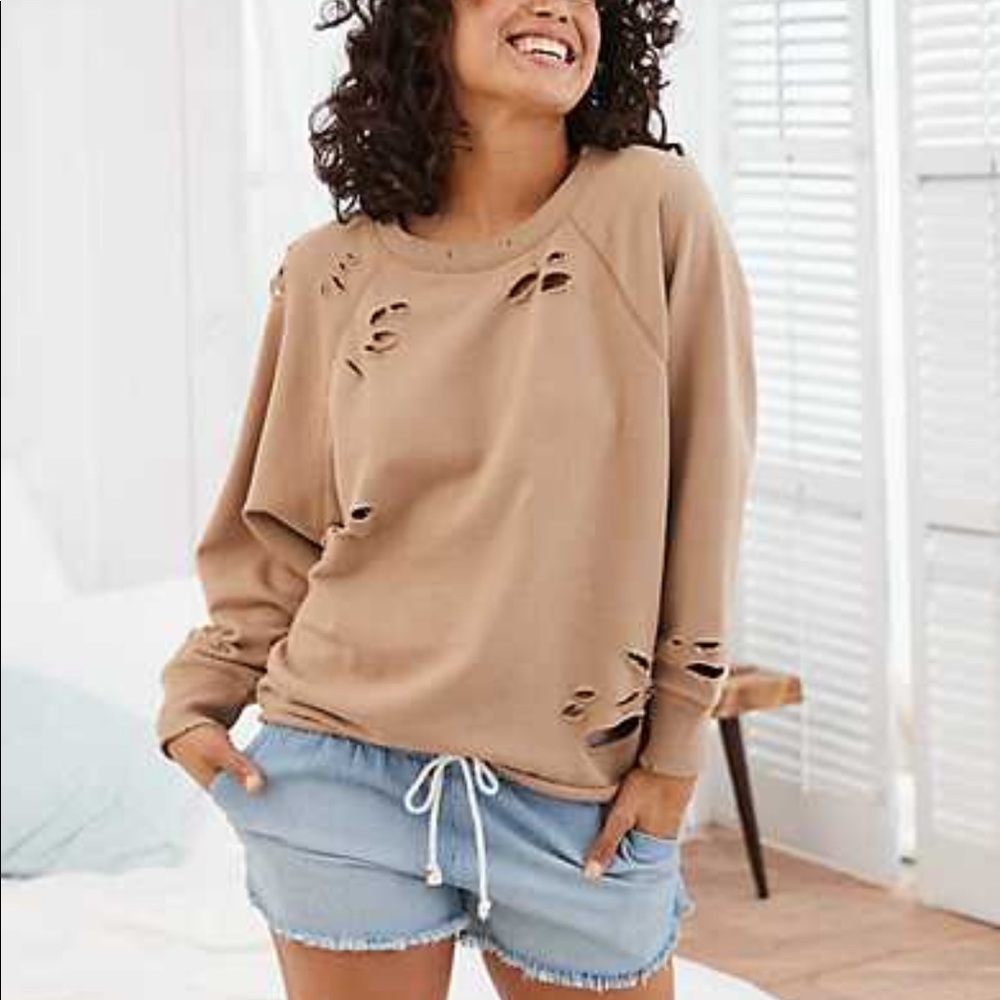 Aerie Distressed City Sweatshirt